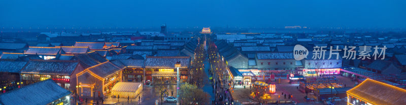 河南商丘古城雪景夜景航拍