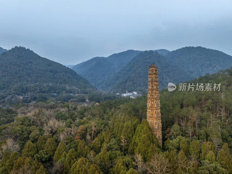 浙江台州国清寺隋塔天台山寺庙古塔宝塔航拍