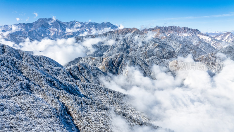 冬季成都西岭雪山景区综合航拍