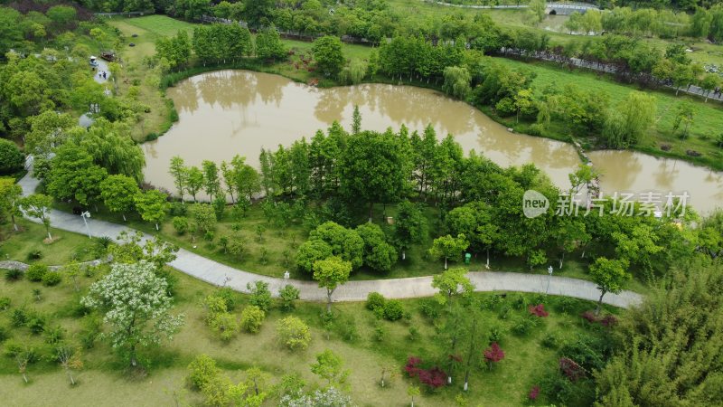 航拍九真桃源陶渊明文化主题景区