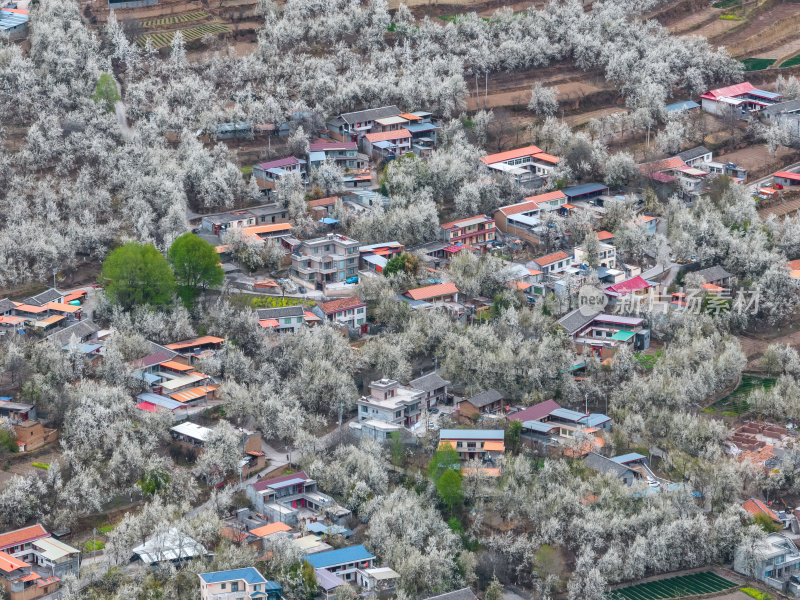 四川阿坝州金川梨花藏寨雪山高空航拍