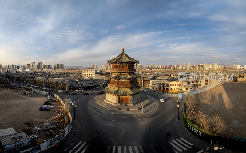 山西省大同市大同古城地标建筑航拍