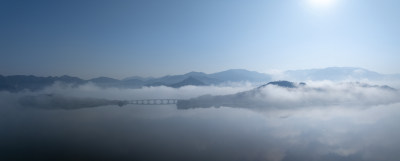 浙江宁波余姚四明湖水杉林云海