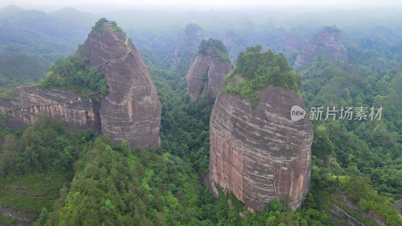 丹霞地貌湖南万佛山4A景区航拍图