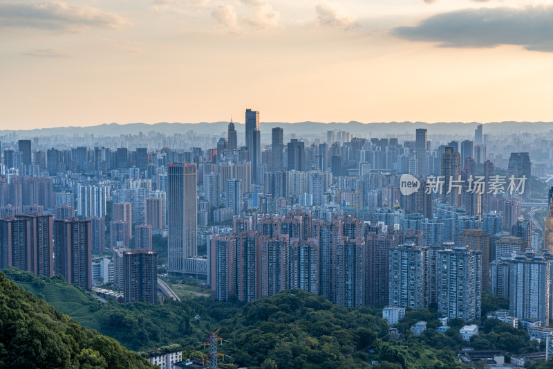 重庆城市天际线日落风景