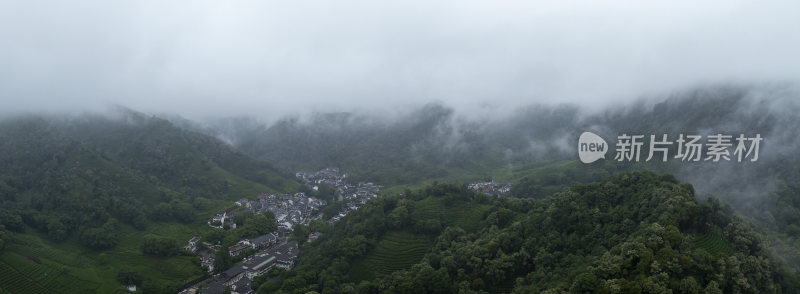 杭州西湖区南高峰梅家坞云海古荡航拍