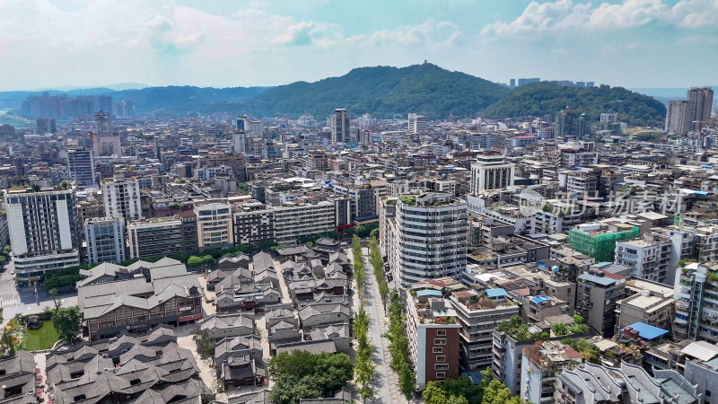 四川宜宾老城区房屋建筑航拍图