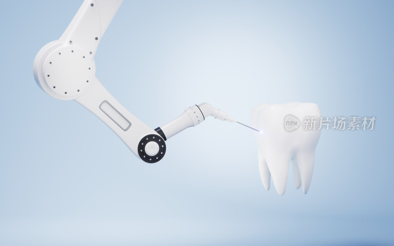 机械臂与牙齿健康概念3D渲染