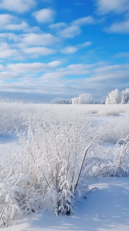 大雪过后被积雪覆盖的山林与小路