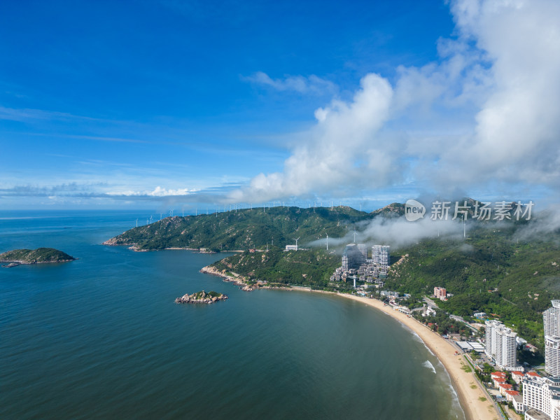 航拍广东汕头南澳岛大山风车