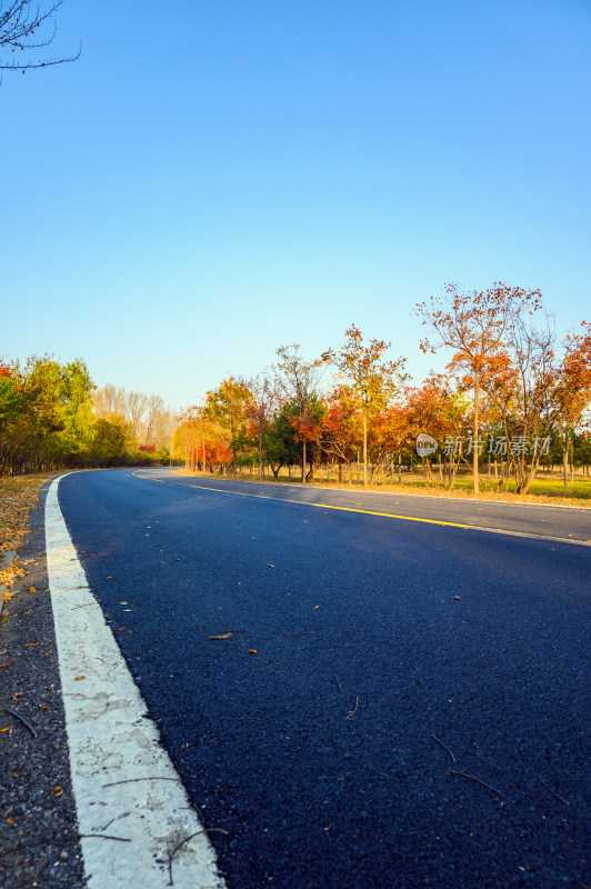 秋季的蓝天与公路