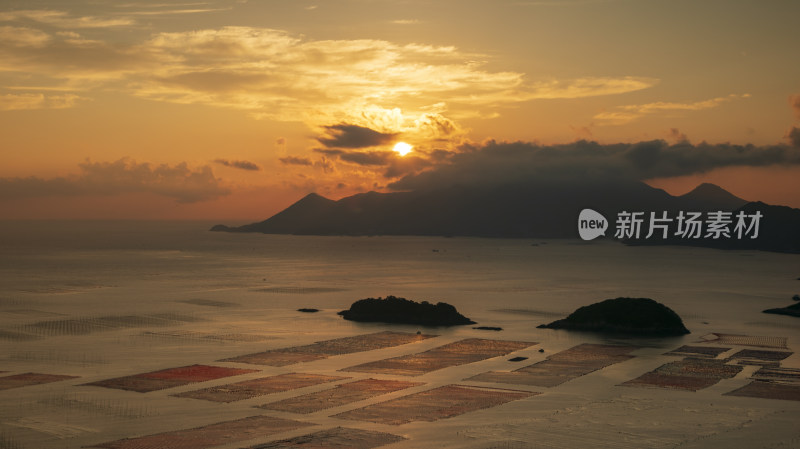 霞浦三沙花竹村海上滩涂日出朝霞自然风光