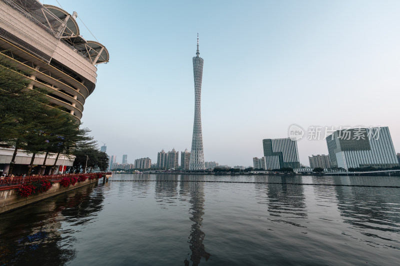 广州CBD广州塔中轴线海心沙桥梁壮丽景观