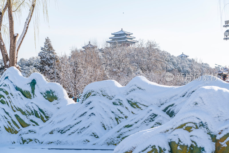 北京景山公园万春亭雪景