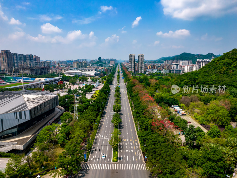 广西柳州城市风光交通航拍摄影图