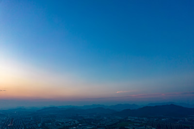 浙江绍兴城市日出航拍摄影图