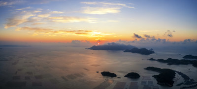 霞浦三沙花竹村海上滩涂日出朝霞自然风光