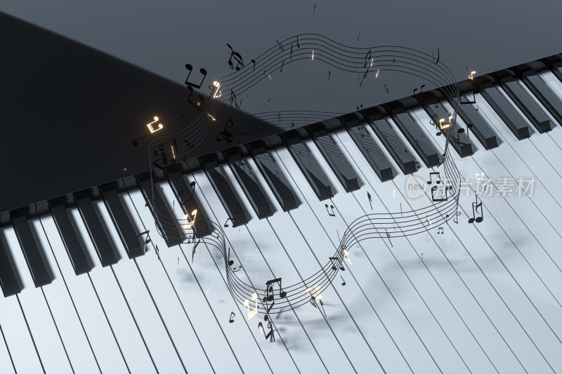 钢琴琴键 3D渲染