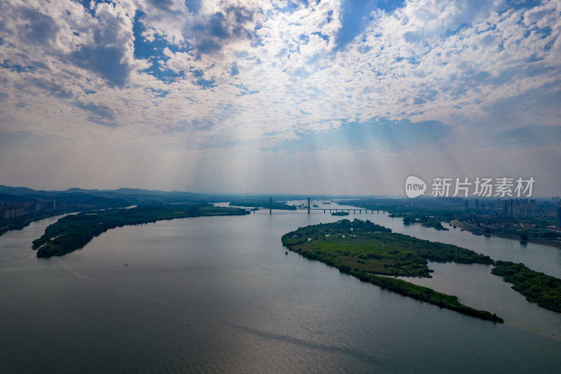 湖北襄阳汉江两岸航拍摄影图