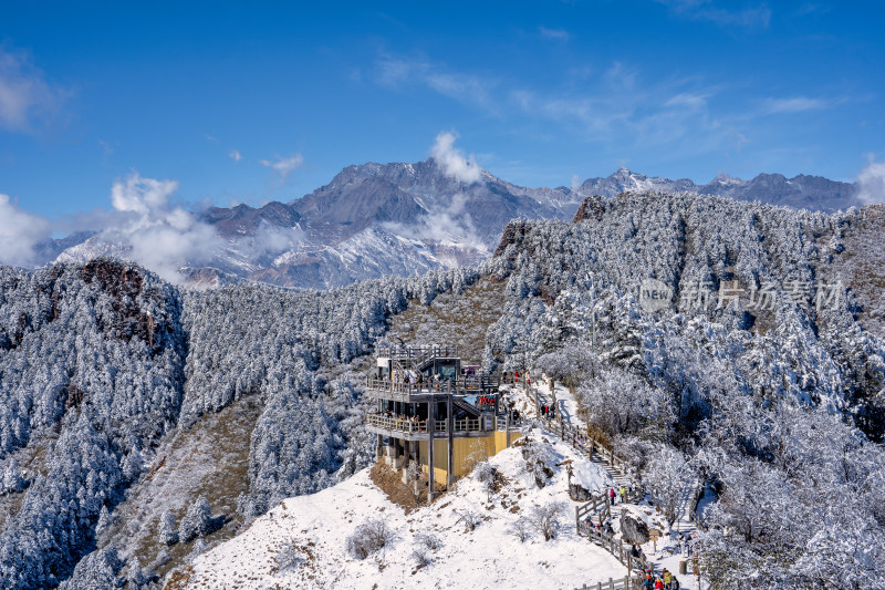 冬季成都西岭雪山景区综合航拍