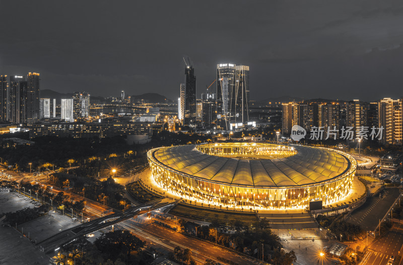 城市体育场夜景鸟瞰