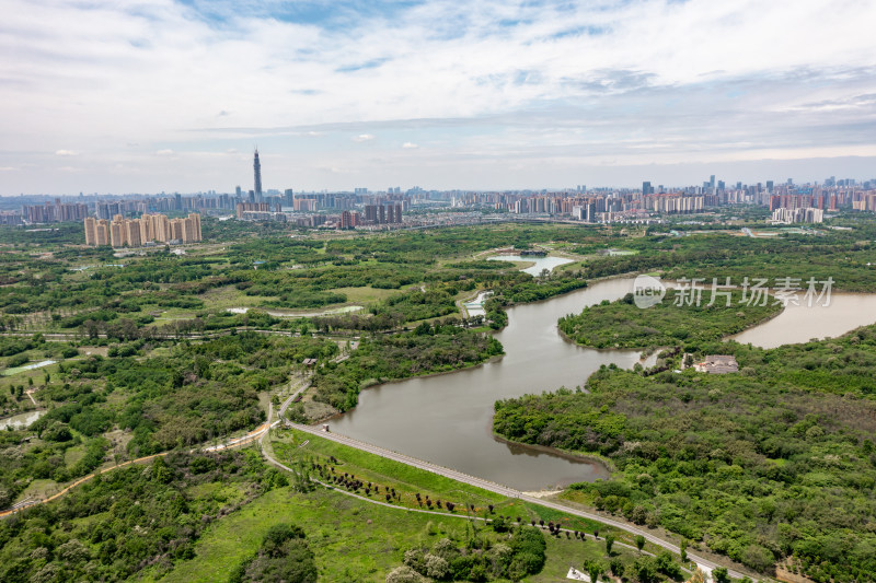 成都青龙湖湿地公园航拍