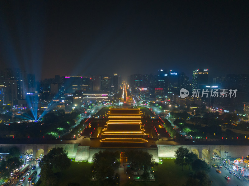 陕西西安永宁门夜景西安城墙夜景