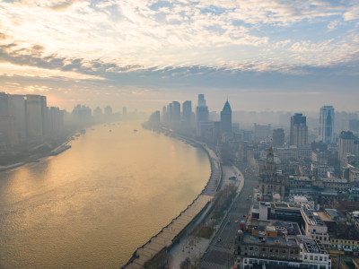 上海城市陆家嘴浦西全景