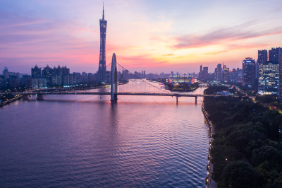 广州珠江新城夜景航拍