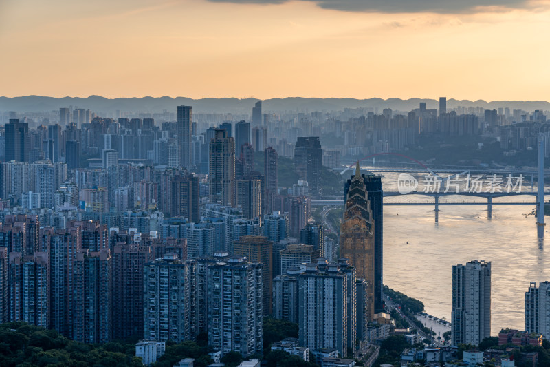 重庆城市天际线日落风景