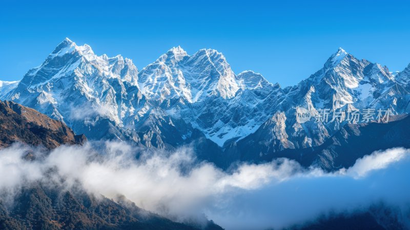 喜马拉雅山脉高峰雪山最高海拔云雾云层