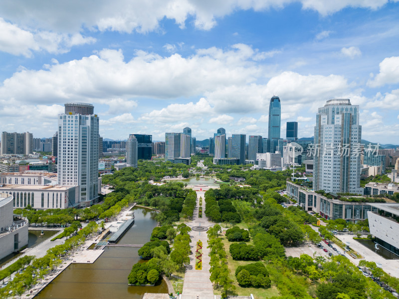 航拍浙江台州市民广场