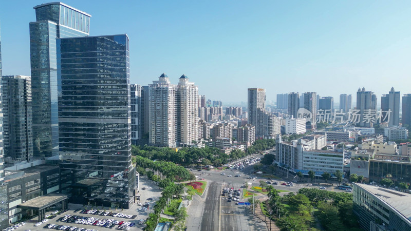 航拍惠州城市地标高楼惠州大景