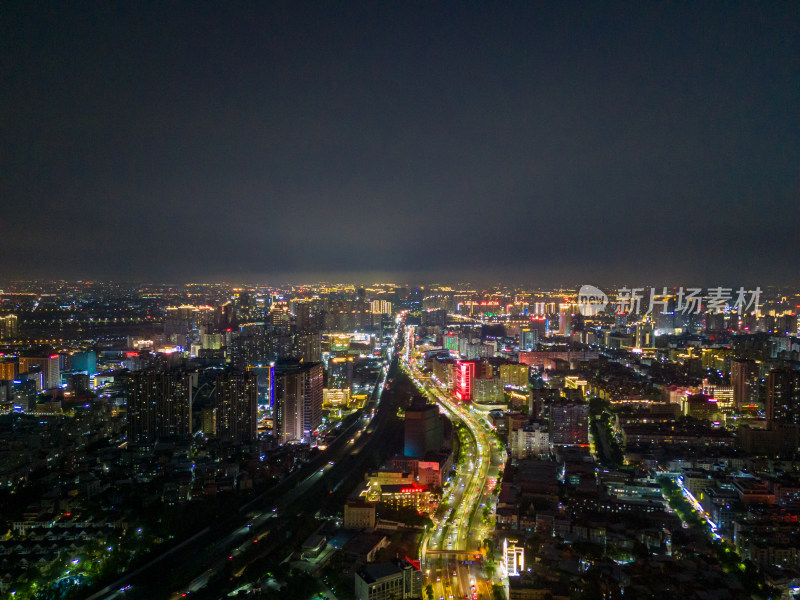 福建泉州城市大景夜景航拍图