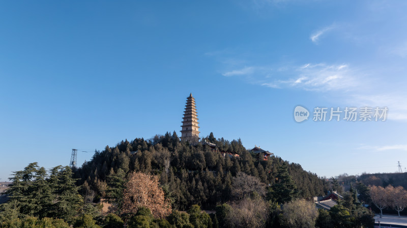 山西国宝文物普救寺莺莺塔航拍