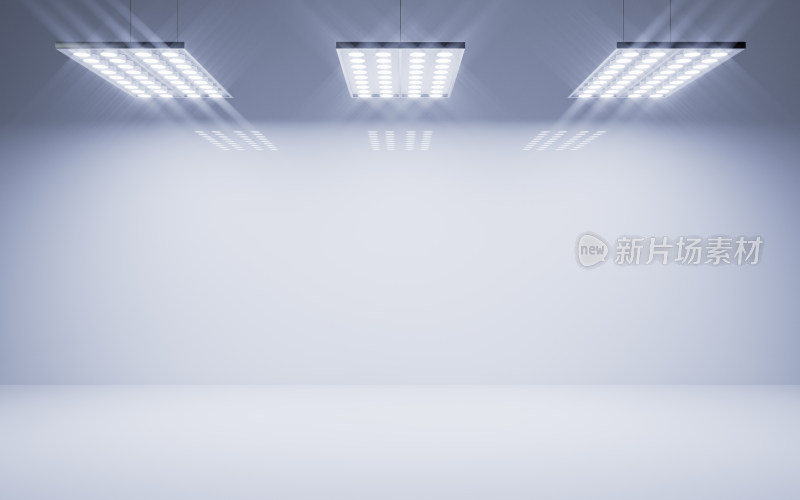 空房间与顶灯照明3D渲染