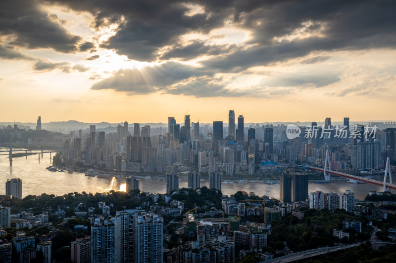 重庆城市天际线日落风景