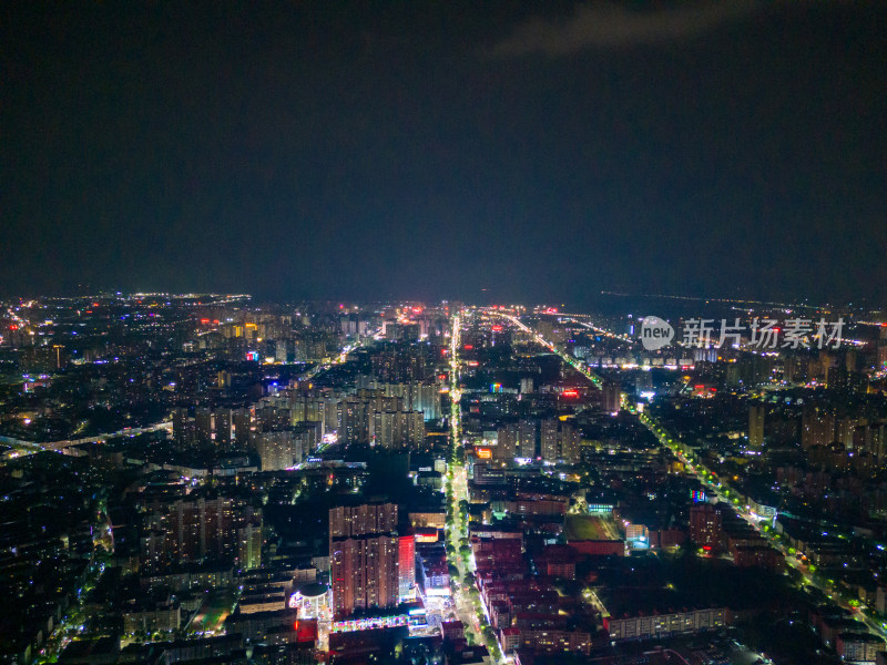 江西抚州城市夜景航拍图