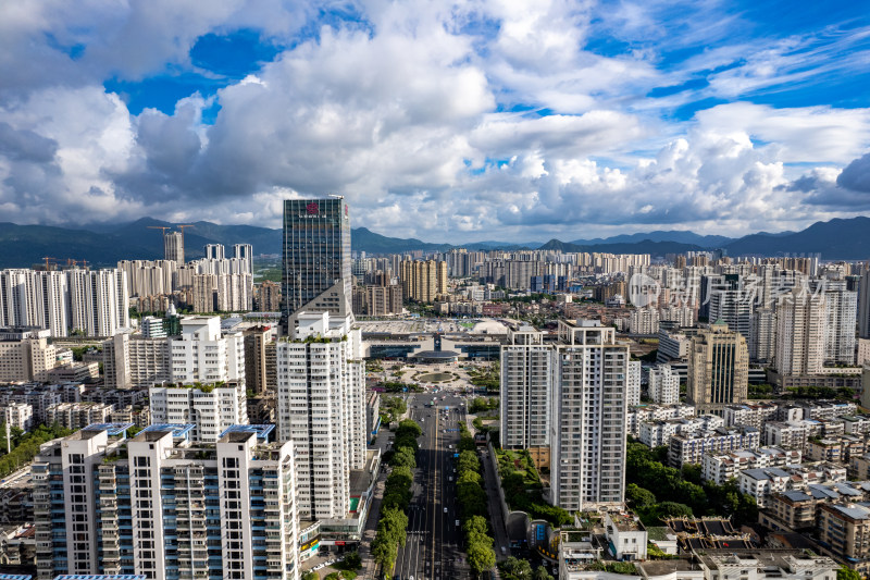 浙江温州城市风光温州站航拍图