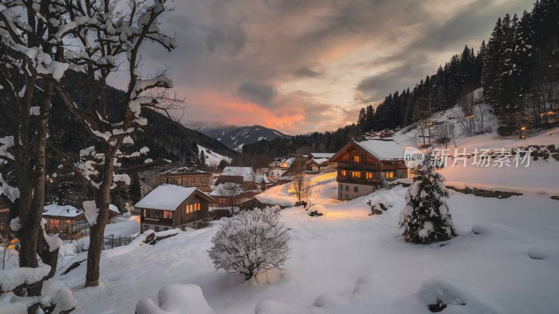 冬季农村唯美雪景航拍