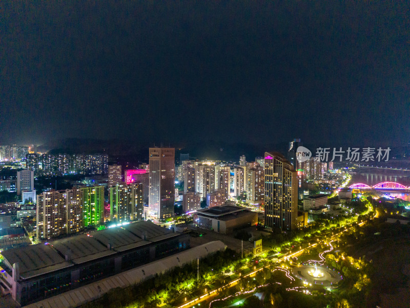 兰州城市夜景航拍图