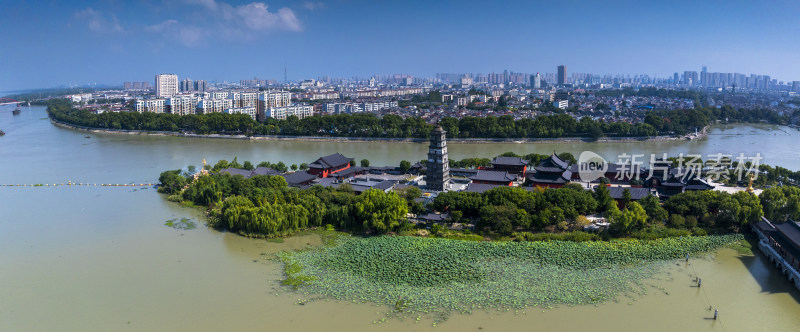 江苏高邮镇国寺全景大幅风光航拍