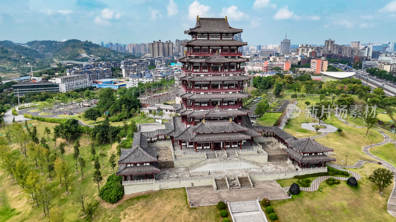 四川眉山远景楼航拍图