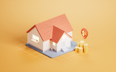 买房与房地产投资3D渲染