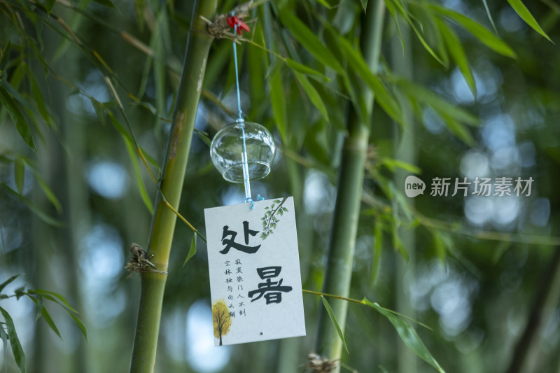 竹林中的处暑节气装饰风铃