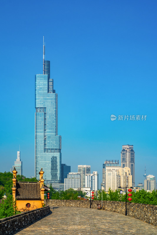 江苏南京明城墙与紫峰大厦