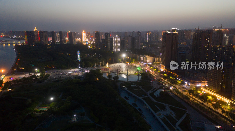 咸阳城市夜景航拍