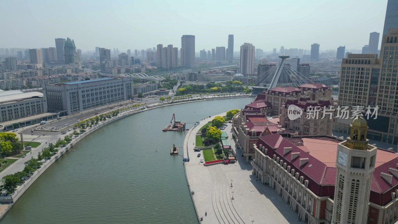 天津城市建设海河风光航拍