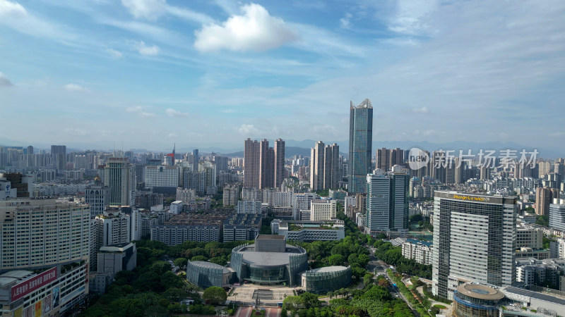 航拍福州五一广场福建大剧院