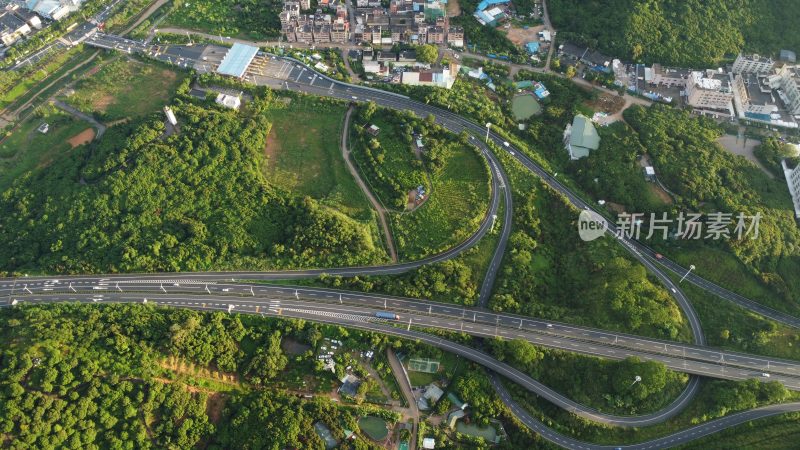 航拍广东省东莞市清溪镇城市风光